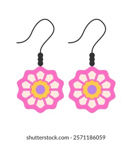 Cute Pink Daisy Earrings Illustration