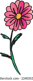 Cute pink daisy flower vector