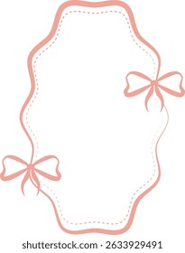 Cute pink decoration frame with bows and ribbons