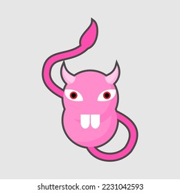 cute pink devil mascot, is he a good devil?