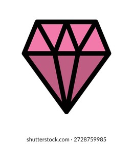 Conjunto de iconos de diamante rosa lindo 