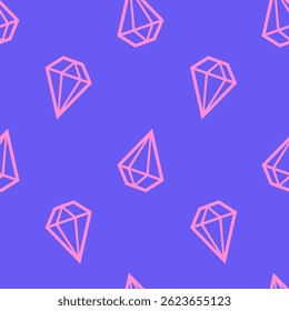 Cute pink diamond pattern in outline doodle style, design for children, teenagers, clothes, textile, print. Hand drawn vector illustration.