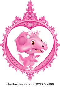 Cute pink dinosaur design in an elegant pattern frame.