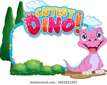Cute pink dinosaur illustration with playful text