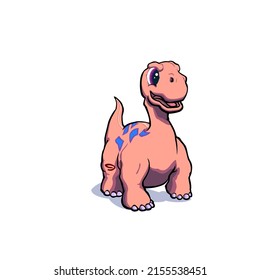 Cute Pink Dinosaur Illustration Vector