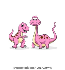 cute pink dinosaur isolated on white background. vector illutration. eps 10
