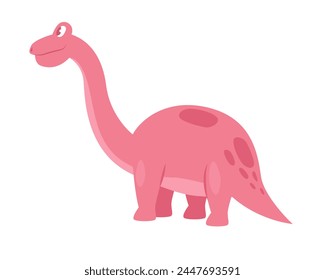 Lindo dinosaurio rosa. Animal prehistórico, grupo de reptiles de la selva, mundo jurásico evolución Ilustración vectorial de dibujos animados