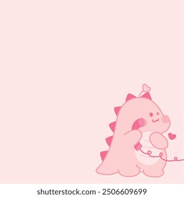 Cute Pink Dinosaur for Valentine vector