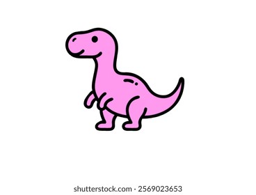 A cute pink dinosaur vector icon illustration