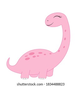 cute pink dinosaur vector illustration