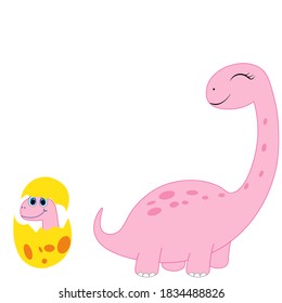 cute pink dinosaur vector illustration