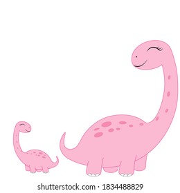 cute pink dinosaur vector illustration