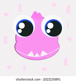 Cute pink dinosaur vector illustration on white background