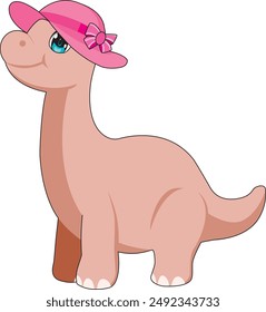 Cute pink dinosaurs with hat