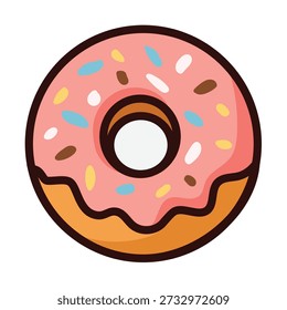 Bonito rosa Donut com Sprinkles Ilustração vetorial