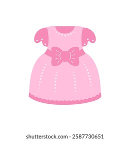 Cute pink dress in a simple flat style on a white background.