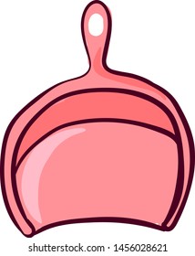 Cute pink dustpan, illustration, vector on white background.