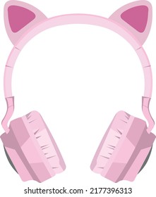 
cute pink earmuffs kitty, vector illustration