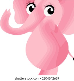 Cute pink elephant illustration for postcard or merchandise
