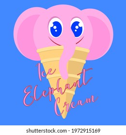 cute pink elephant with a trunk ice cream cone