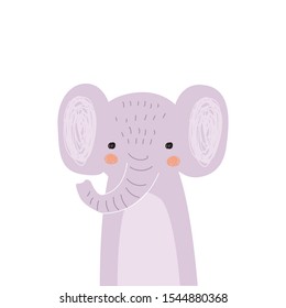 Cute pink elephant. Vector illustration for printing on fabric, postcard, wrapping paper, book, picture, Wallpaper.