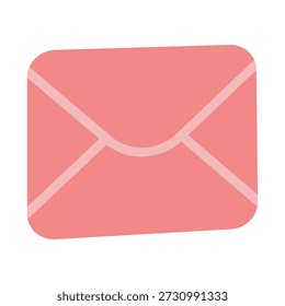 Cute pink envelope icon with flat and minimal style. Ideal for message, email, invitation, love letter, stationery, stickers, and UI design. Soft color palette suitable for vector and digital illustration use.