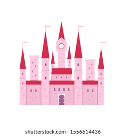 Pink Castle Vector Illustration Stock Vector (Royalty Free) 593519057