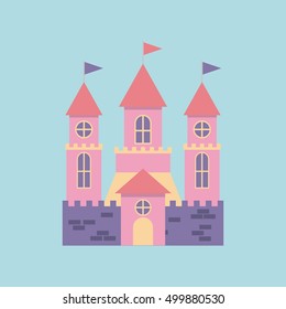 cute pink fantasy castle vector illustration design