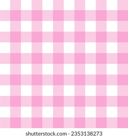 Cute pink fashion seamless pattern. Scottish tartan vichy plaid fabric print. Vector illustration.