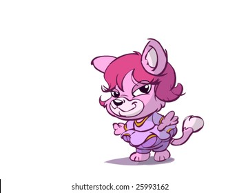 cute pink female kid cat