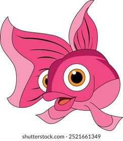 Cute pink fish animal vector illustration