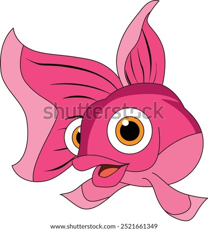 Cute pink fish animal vector illustration
