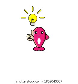 Cute pink fish vector design is having ideas
