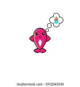 Cute pink fish vector design imagining a dot