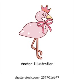 Cute pink flamingo Cute animal Vector Illustration