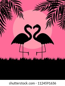 Cute Pink Flamingo Background Vector Illustration EPS10