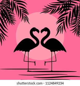 Cute Pink Flamingo Background Vector Illustration EPS10