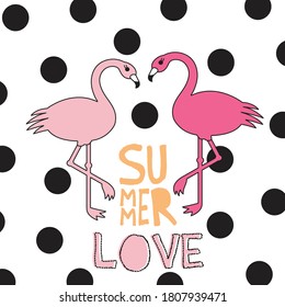 cute pink flamingo couple, exotic birds love