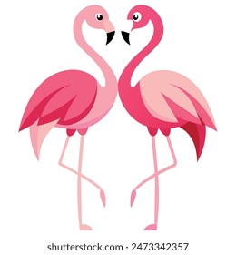 Cute Pink Flamingo Couple Making Heart | Summer Vacation Background of Flamingo