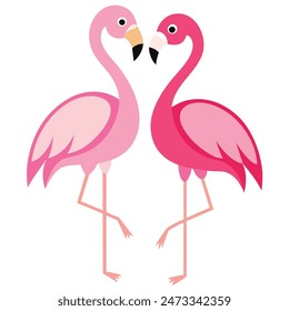 Cute Pink Flamingo Couple Making Heart | Summer Vacation Background of Flamingo