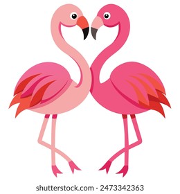 Cute Pink Flamingo Couple Making Heart | Summer Vacation Background of Flamingo