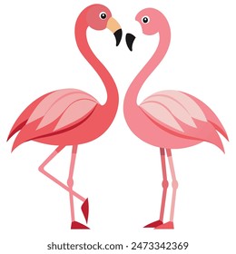 Cute Pink Flamingo Couple Making Heart | Summer Vacation Background of Flamingo