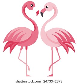 Cute Pink Flamingo Couple Making Heart | Summer Vacation Background of Flamingo