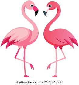 Cute Pink Flamingo Couple Making Heart | Summer Vacation Background of Flamingo