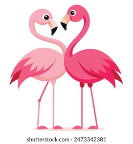 Cute Pink Flamingo Couple Making Heart | Summer Vacation Background of Flamingo