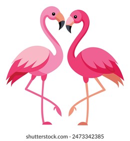 Cute Pink Flamingo Couple Making Heart | Summer Vacation Background of Flamingo