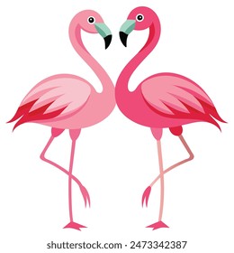 Cute Pink Flamingo Couple Making Heart | Summer Vacation Background of Flamingo