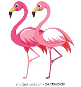 Cute Pink Flamingo Couple Making Heart | Summer Vacation Background of Flamingo