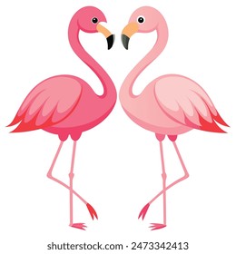 Cute Pink Flamingo Couple Making Heart | Summer Vacation Background of Flamingo