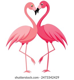 Pareja de flamenco rosa lindo que hace el corazón | Fondo de vacaciones de verano de Flamingo